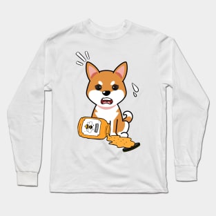 Cute orange dog spilled a jar of honey Long Sleeve T-Shirt